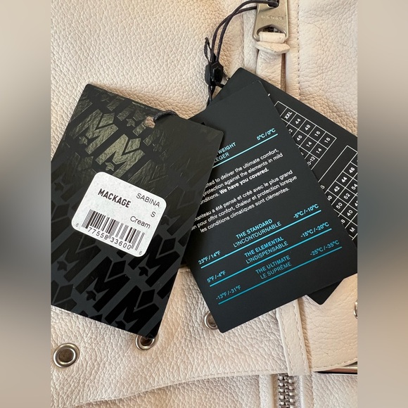 $1290 Mackage Womens SABINA Leather Biker Jacket with Cinch Belt  Cream - Picture 4 of 8